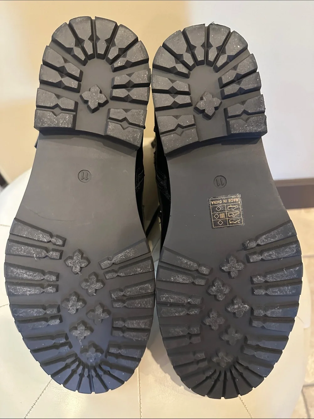 Bruno Marc Men's Black Motorcycle Combat Lace Up Boots with Side Zipper Size 11